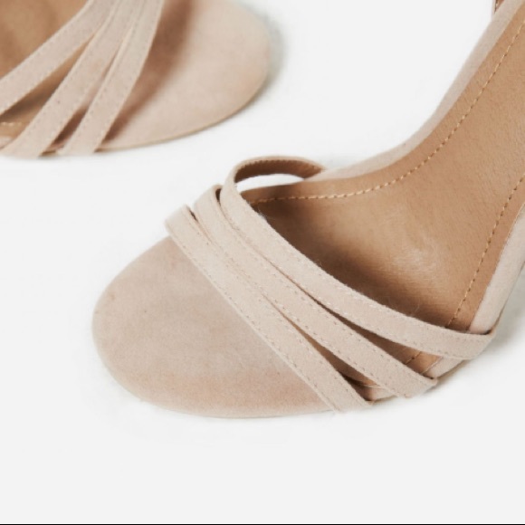 ✋SOLD Nude faux suede heels - Picture 3 of 4